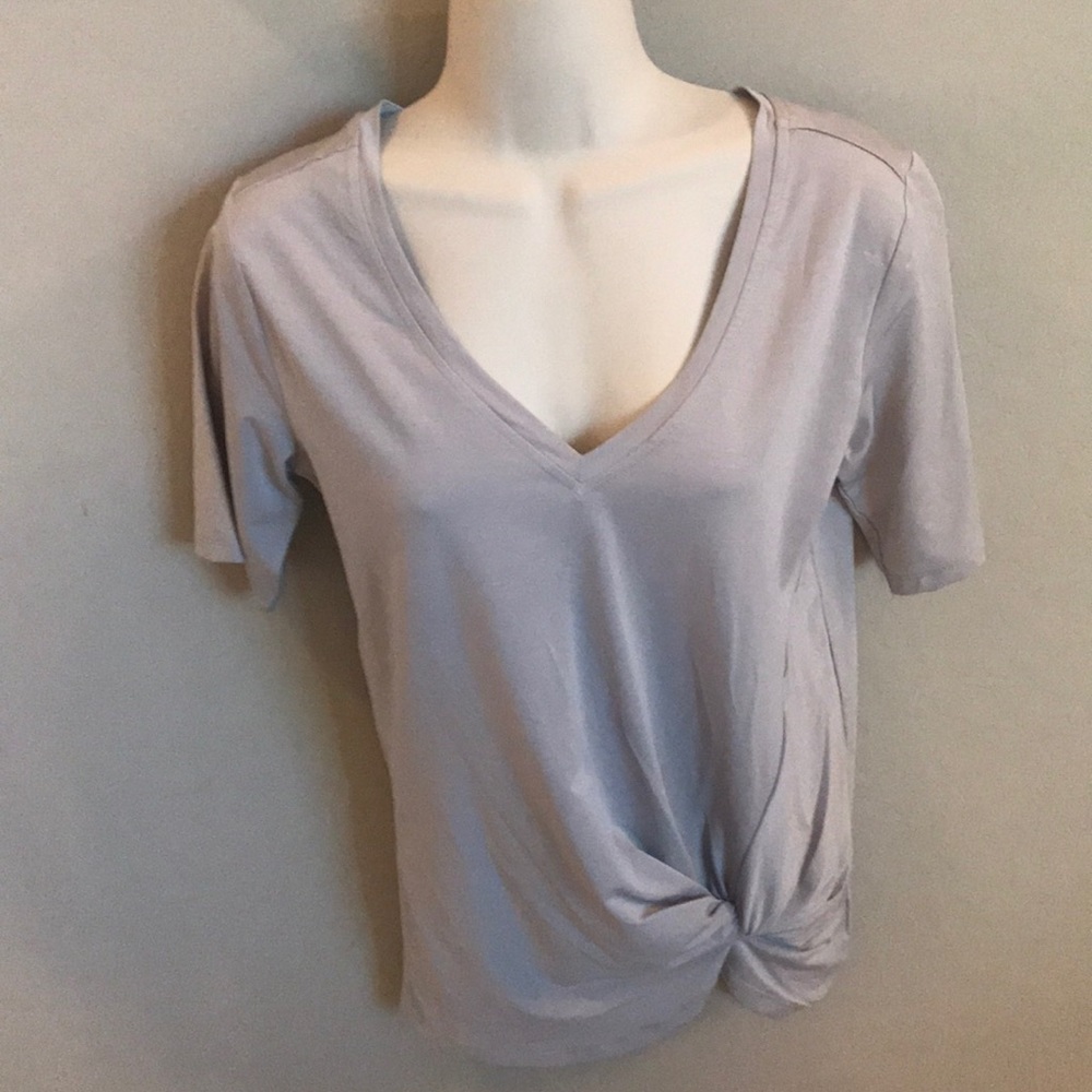 Grey Knotted Bottom V Neck